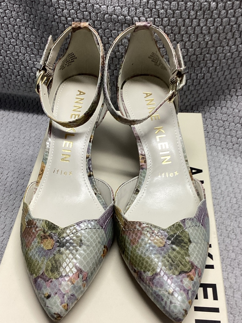Anne Klein Floral Pointed-Toe Ankle-Strap Pumps - Multicolor Pastel